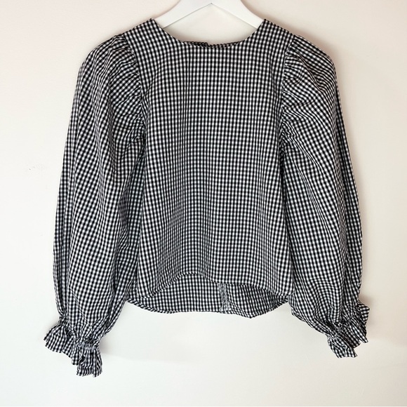 Toit Volant Black and White Gingham Puff Sleeve Top - Picture 5 of 10